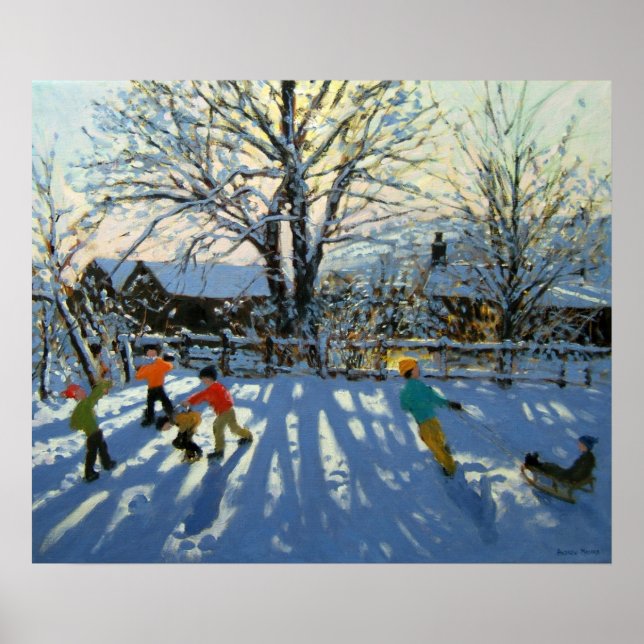 Fun in the snow Tideswell Derbyshire Poster (Front)