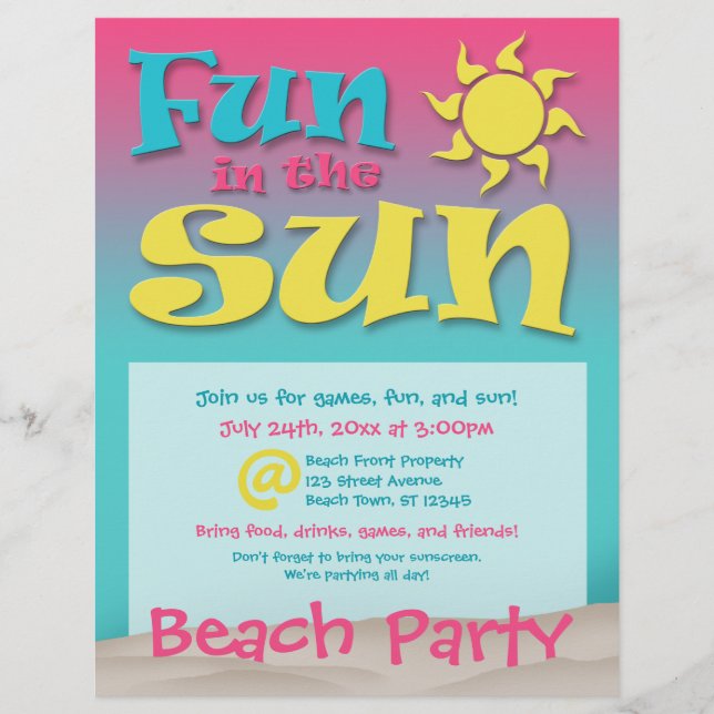 Fun in the Sun - Beach Party Flyers (Front)