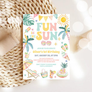 Fun In The Sun Beach Party Summer Birthday  Invitation