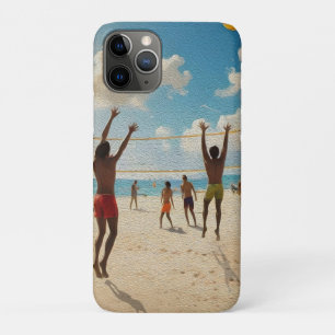 Fun In The Sun Beach Volleyball Oil Paint, iPhone 11 Pro Case