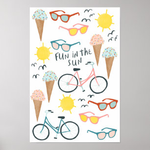 FUN IN THE SUN Cute Colorful Summertime Art Poster