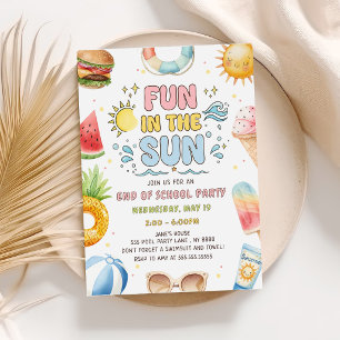 Fun In The Sun, End of School Party Invitation