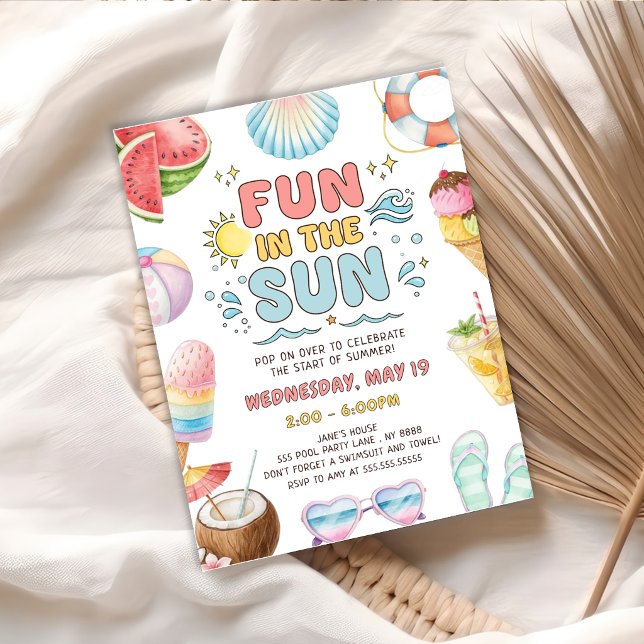 Fun In The Sun, End of School Party  Invitation (Creator Uploaded)