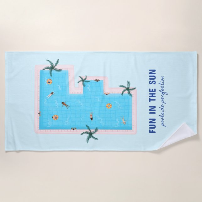 Fun in the Sun F-Shaped Pool Beach Towel (Front)