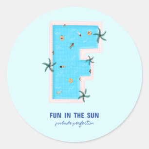 Fun in the Sun F-Shaped Pool Classic Round Sticker