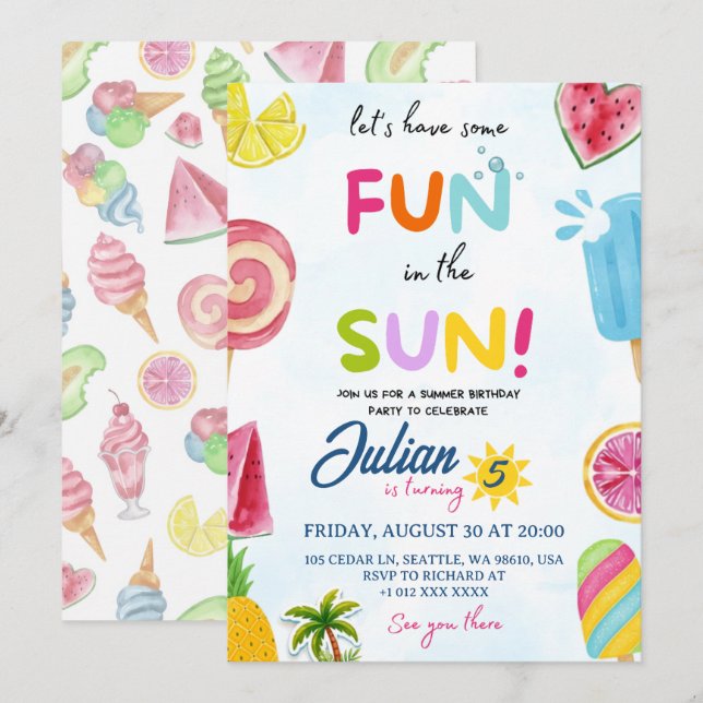 fun in the sun invitation (Front/Back)
