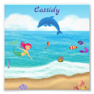 Fun in the Sun Mermaid Dolphin Beach Personalised Photo Print