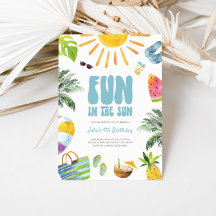 Fun in the Sun Pool Birthday Party Invitation