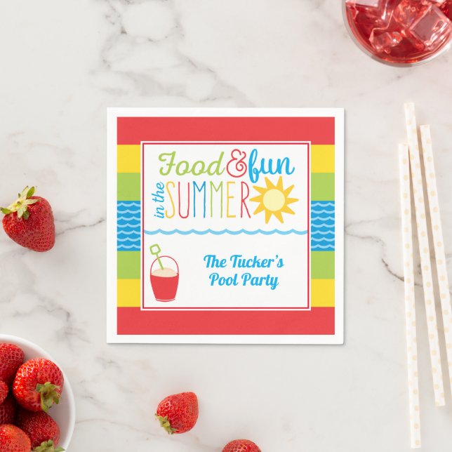 Fun in the Sun Pool Party Cute & Colourful Napkin (Insitu)