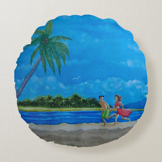 Fun in the Sun Run Round Cushion (Front)