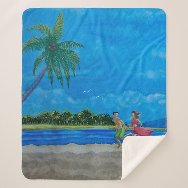 Fun in the Sun Run Sherpa Blanket (Front)