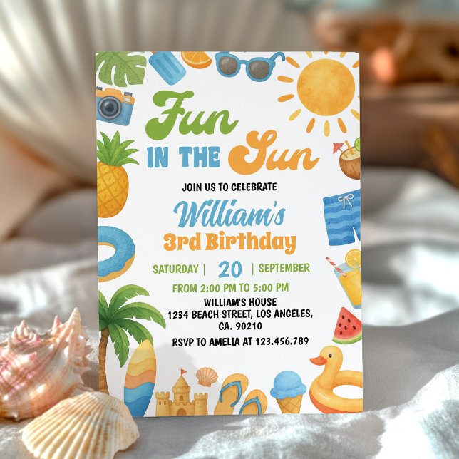 Fun In The Sun Summer Beach Birthday Invitation (Creator Uploaded)