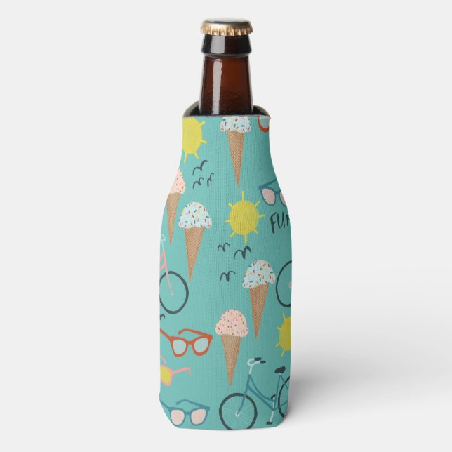 FUN IN THE SUN summer vacaction colourful Bottle Cooler (Bottle Front)