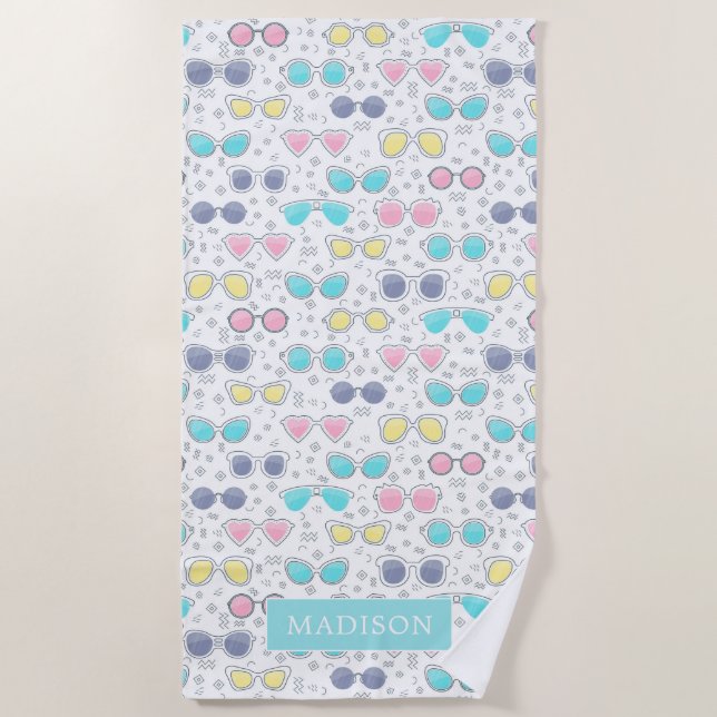Fun in the Sun Sunglasses beach Towel (Front)