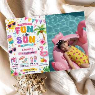 Fun In The Sun Tropical Beach Birthday Party Invitation