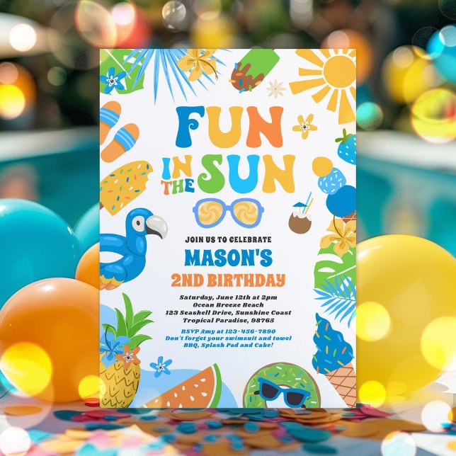 Fun In The Sun Tropical Beach Birthday Party Invitation (Creator Uploaded)