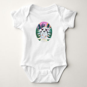 Fun Infant Creeper, Cute Skating Penguins Snowscen Baby Bodysuit
