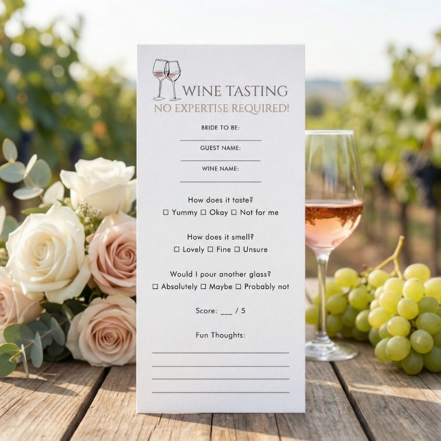 Fun Informal Bridal Shower Wine Tasting Score Card (Creator Uploaded)