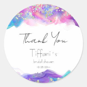 Fun Ink with Glitter Bridal Shower Classic Round Sticker