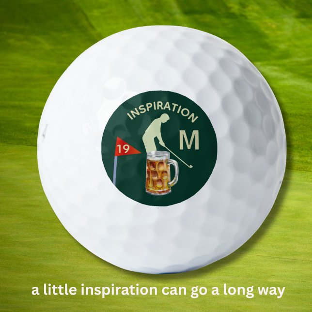 Fun Inspirational 19th Hole Beer Monogram  Golf Balls (Creator Uploaded)