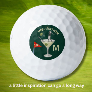 Fun Inspirational 19th Hole Cocktail Monogram  Golf Balls