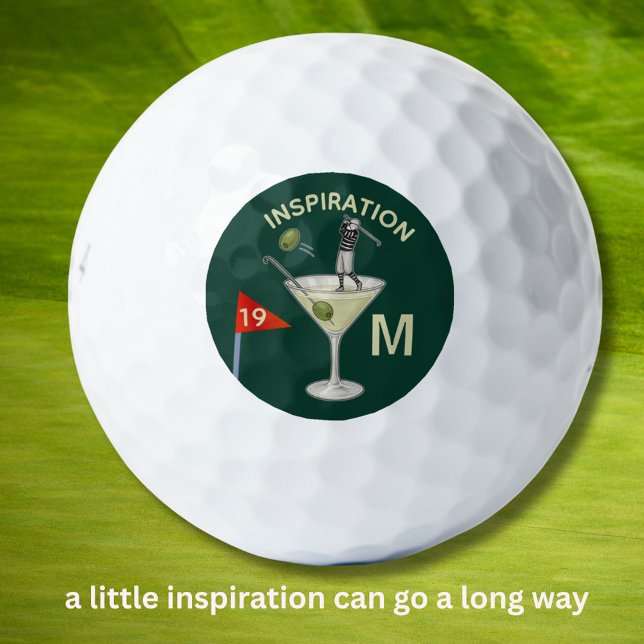 Fun Inspirational 19th Hole Cocktail Monogram  Golf Balls (Creator Uploaded)