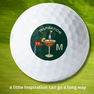 Fun Inspirational 19th Hole Cocktail Monogram  Golf Balls