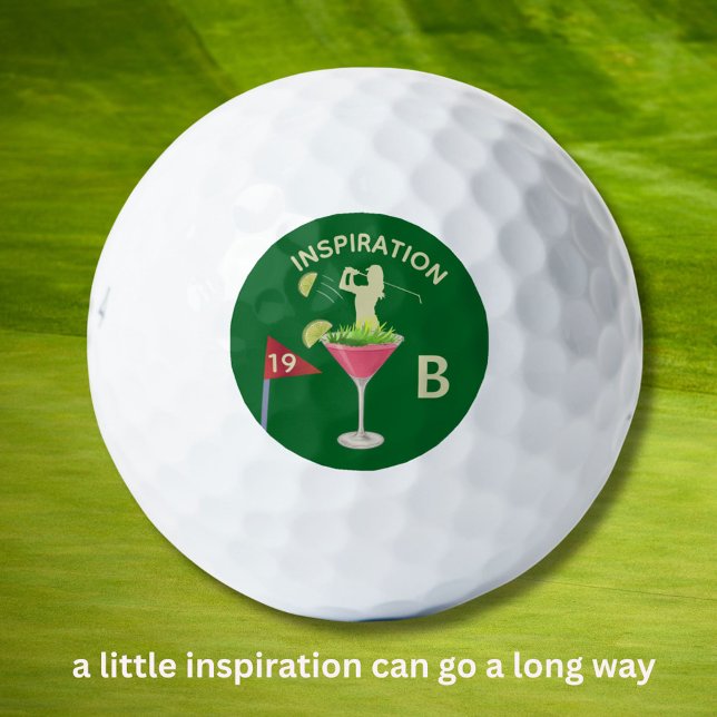Fun Inspirational 19th Hole Cocktail Monogram  Golf Balls (Creator Uploaded)