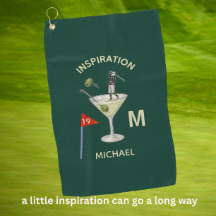 Fun Inspirational 19th Hole Cocktail Monogram Name Golf Towel