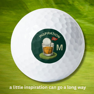 Fun Inspirational 19th Hole Drink Monogram  Golf Balls