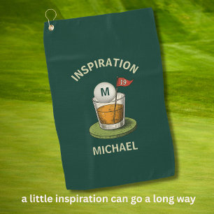 Fun Inspirational 19th Hole Drink Monogram Name Golf Towel