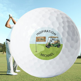 Fun Inspirational 19th Hole Name Monogram Golf Balls