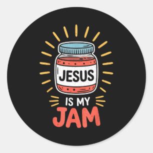 Fun Insrational Religious Saying _ Cute Jesus Is M Classic Round Sticker
