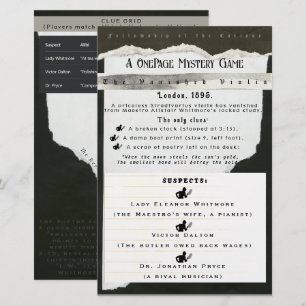 Fun Interactive Mystery Party Game Card