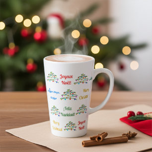 Fun International Merry Christmas & Christmas Tree Latte Mug