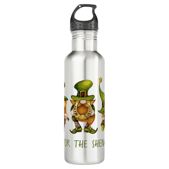 Fun Irish Gnomes Shenanigans St Patrick's Day 710 Ml Water Bottle (Front)
