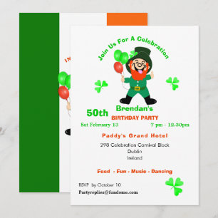 Fun Irish Leprechaun Birthday Party Invite