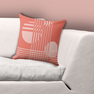 Fun Irregular Stripes & Circles Pink Cushion