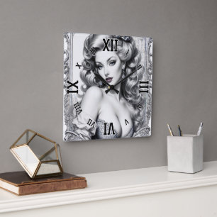 Fun Is My Middle Name AI Concept Art by Xzendor7 Square Wall Clock