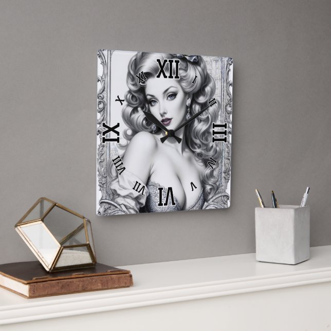 Fun Is My Middle Name AI Concept Art by Xzendor7 Square Wall Clock (Office)