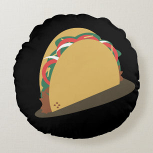 Fun Isometrical Taco Food Restaurant Round Cushion