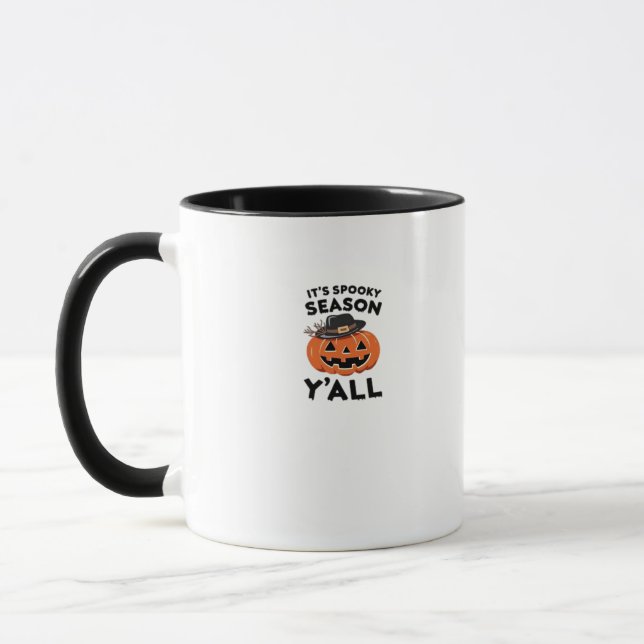 Fun It’s Spooky Season Y’all Pumpkin Design Mug (Left)