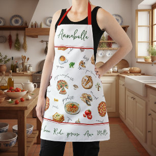Fun Italian Food Lover Kitchen Script Mangia Bene Apron
