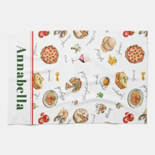 Fun Italian Food Lover Kitchen Tea Towel