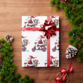 Fun Italian Santa Claus Vespa Babbo Natale Wrapping Paper