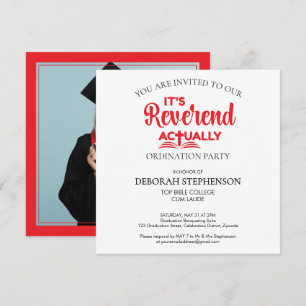 Fun IT'S REVEREND ACTUALLY Ordination Party Invitation