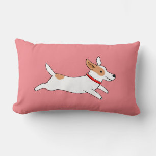 Fun Jack Russell Terrier Cartoon Dog Running Lumbar Cushion