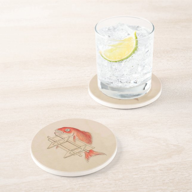 Fun Japanese Vintage Fish Yokai Coaster (Side)