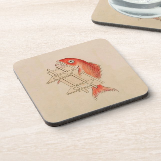Fun Japanese Vintage Fish Yokai Coaster (Left Side)