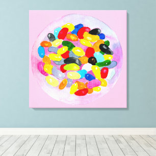 Fun jelly candy beans watercolor canvas print